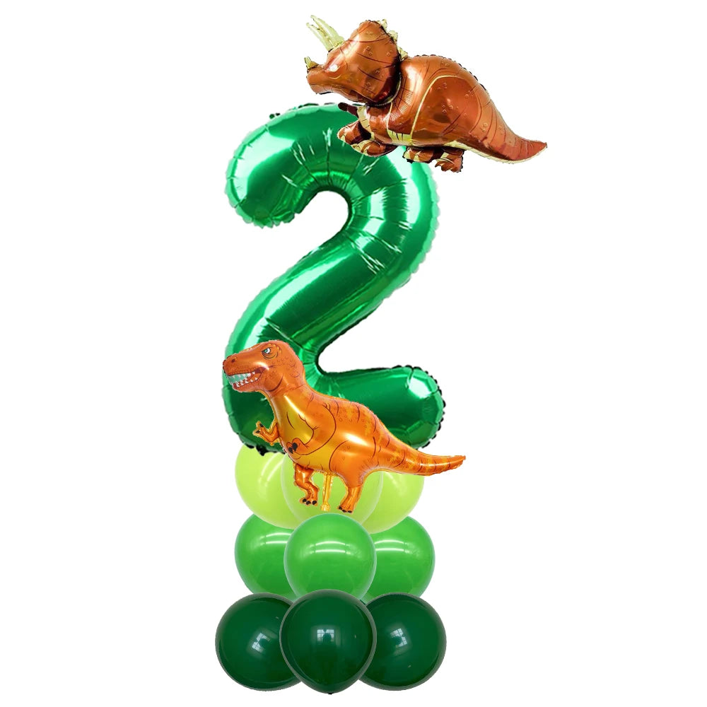 Ballon Chiffre Dinosaure Vert Original