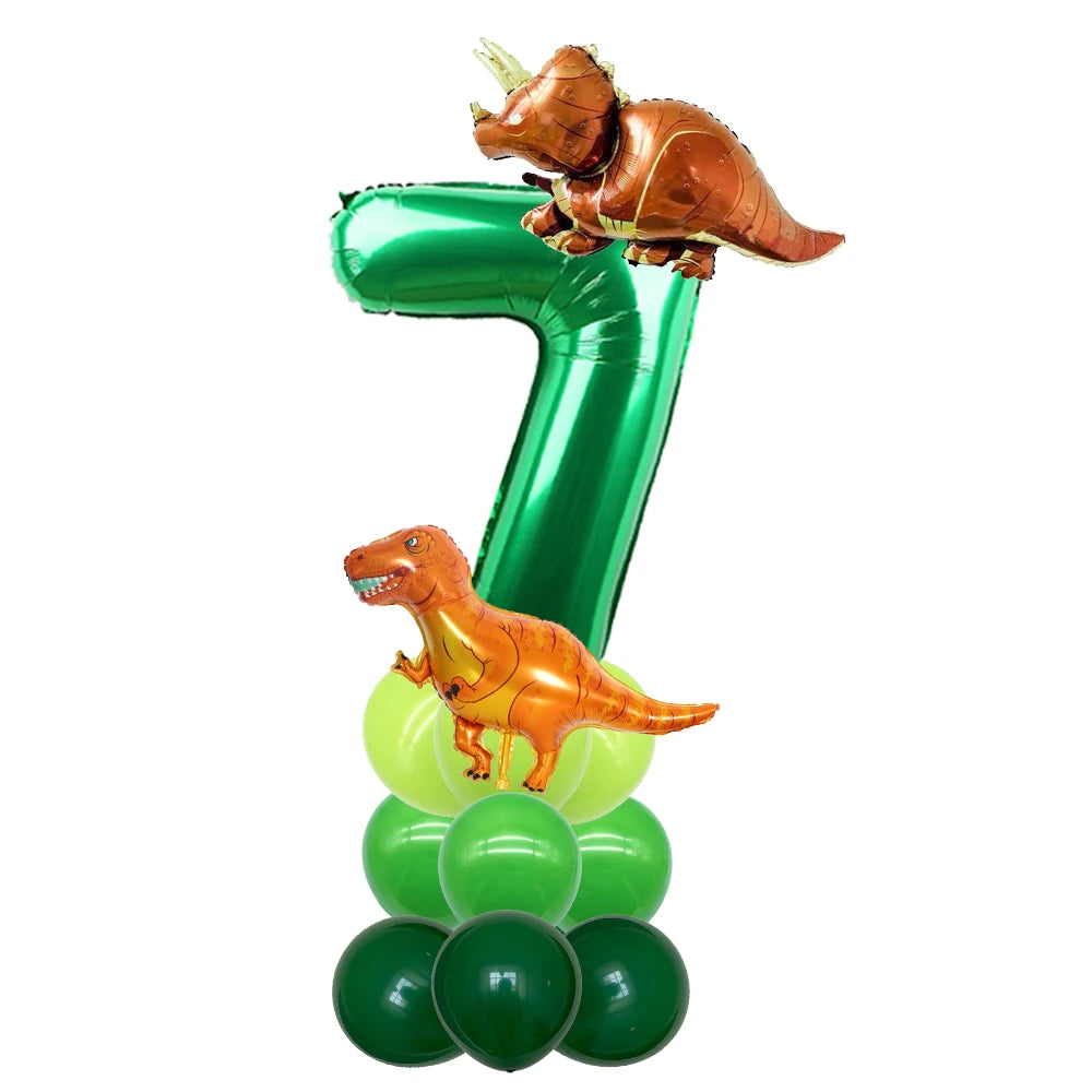 Ballon Chiffre Dinosaure Vert Pratique