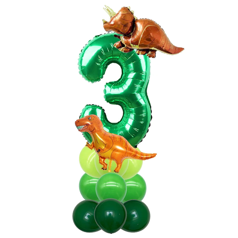 Ballon Chiffre Dinosaure Vert Unique