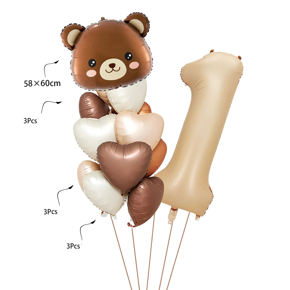 Ballon Chiffre Ours Brun Beau