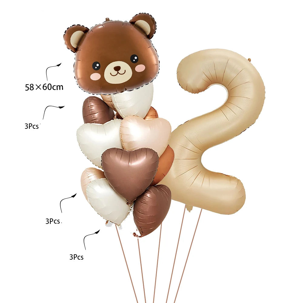 Ballon Chiffre Ours Brun Kawai