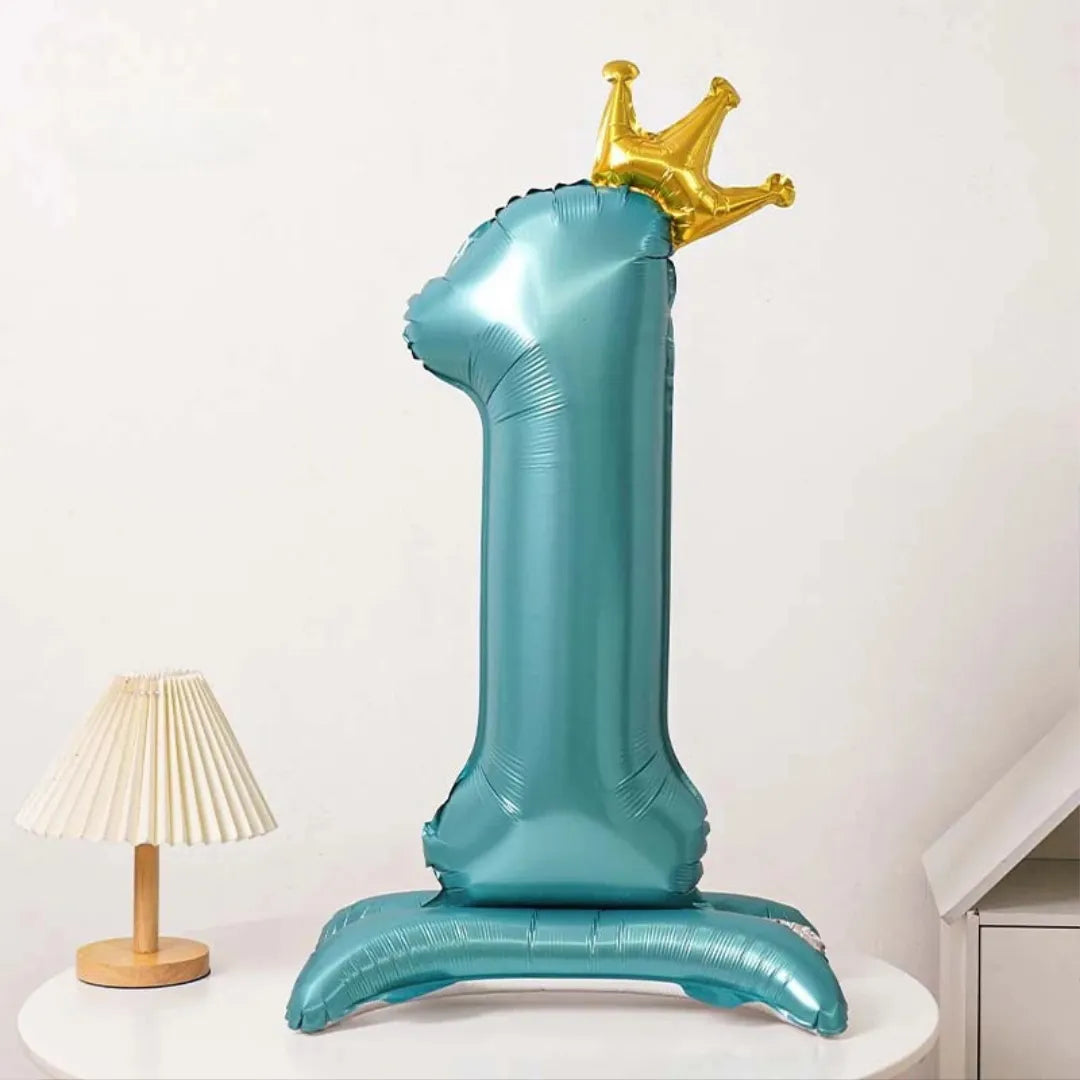 Ballon Chiffre XXL Bleu à Couronne 1