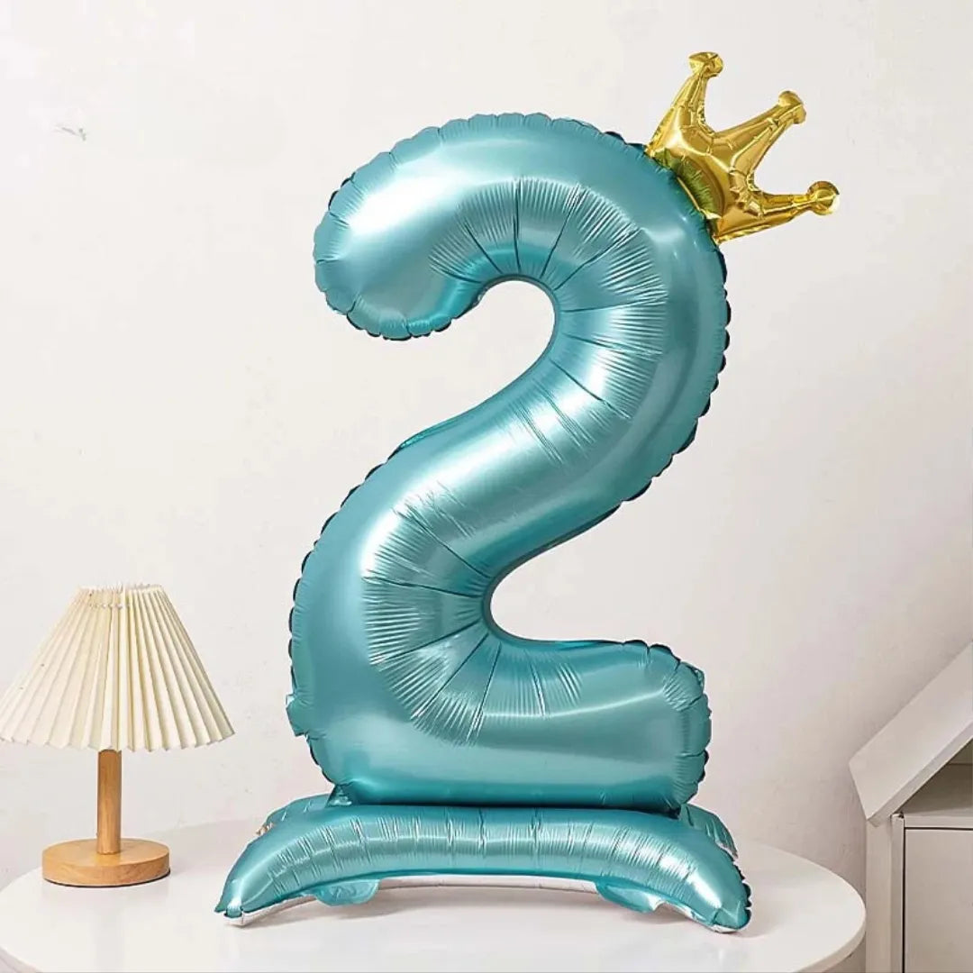 Ballon Chiffre XXL Bleu à Couronne 2