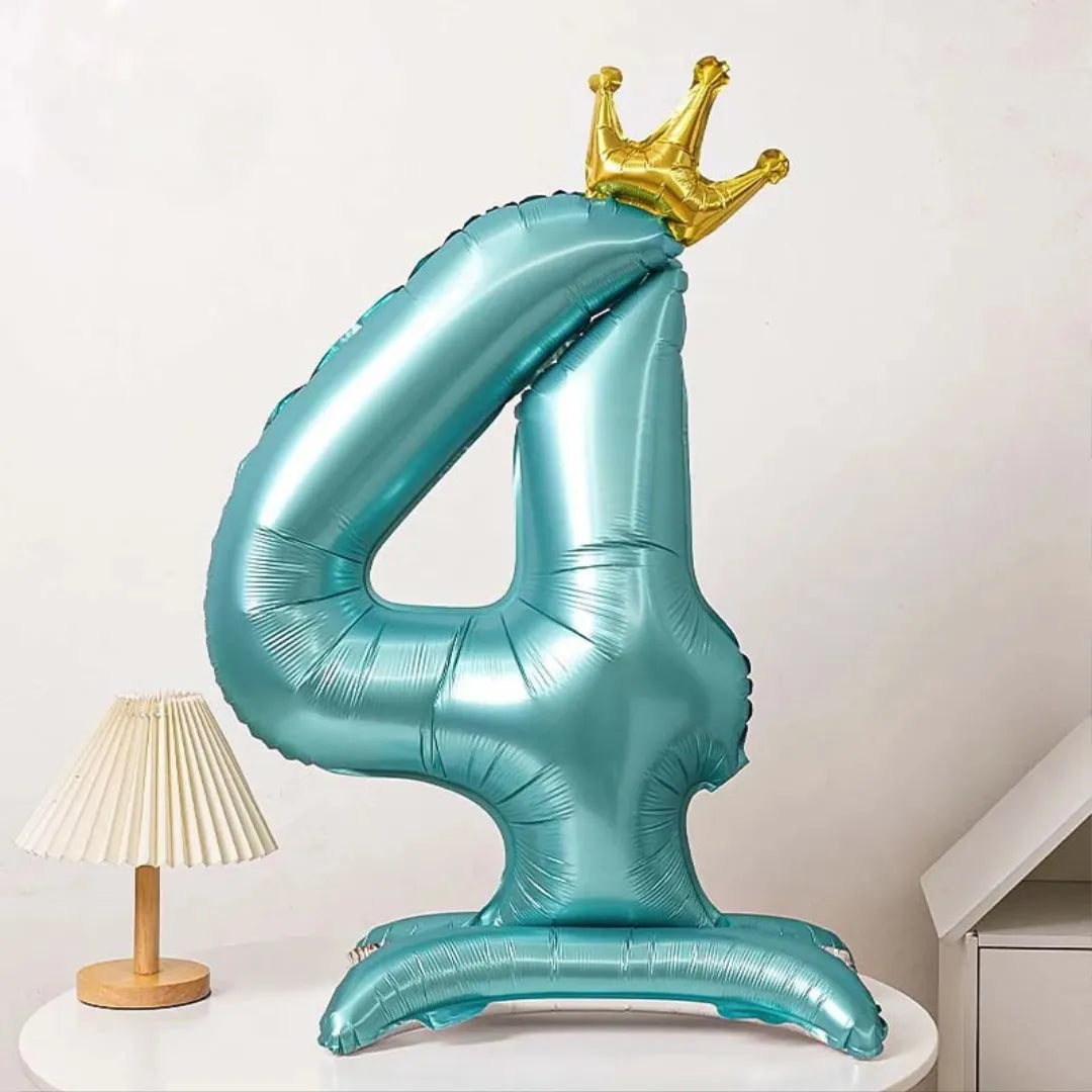 Ballon Chiffre XXL Bleu à Couronne 4