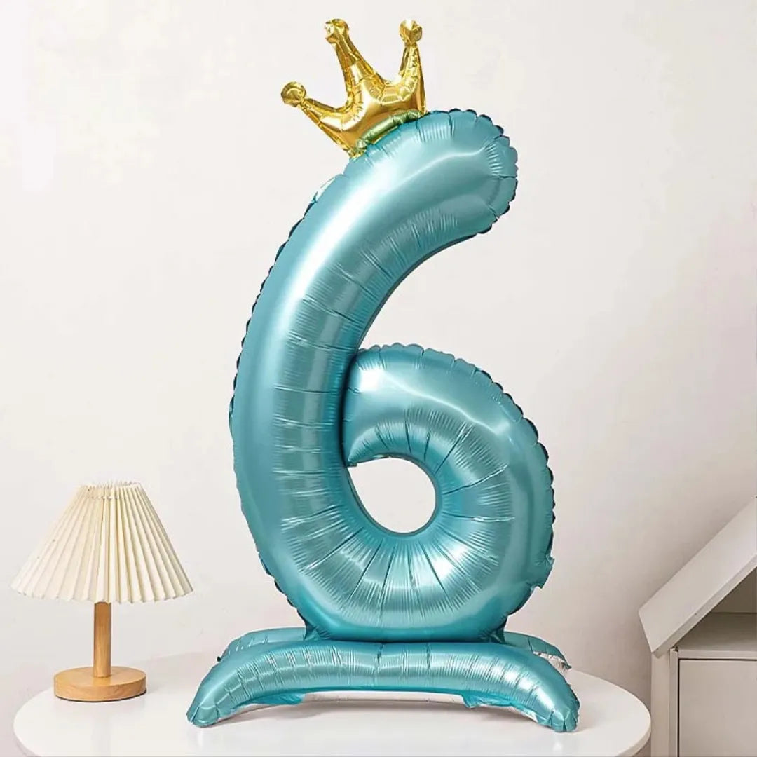 Ballon Chiffre XXL Bleu à Couronne 6