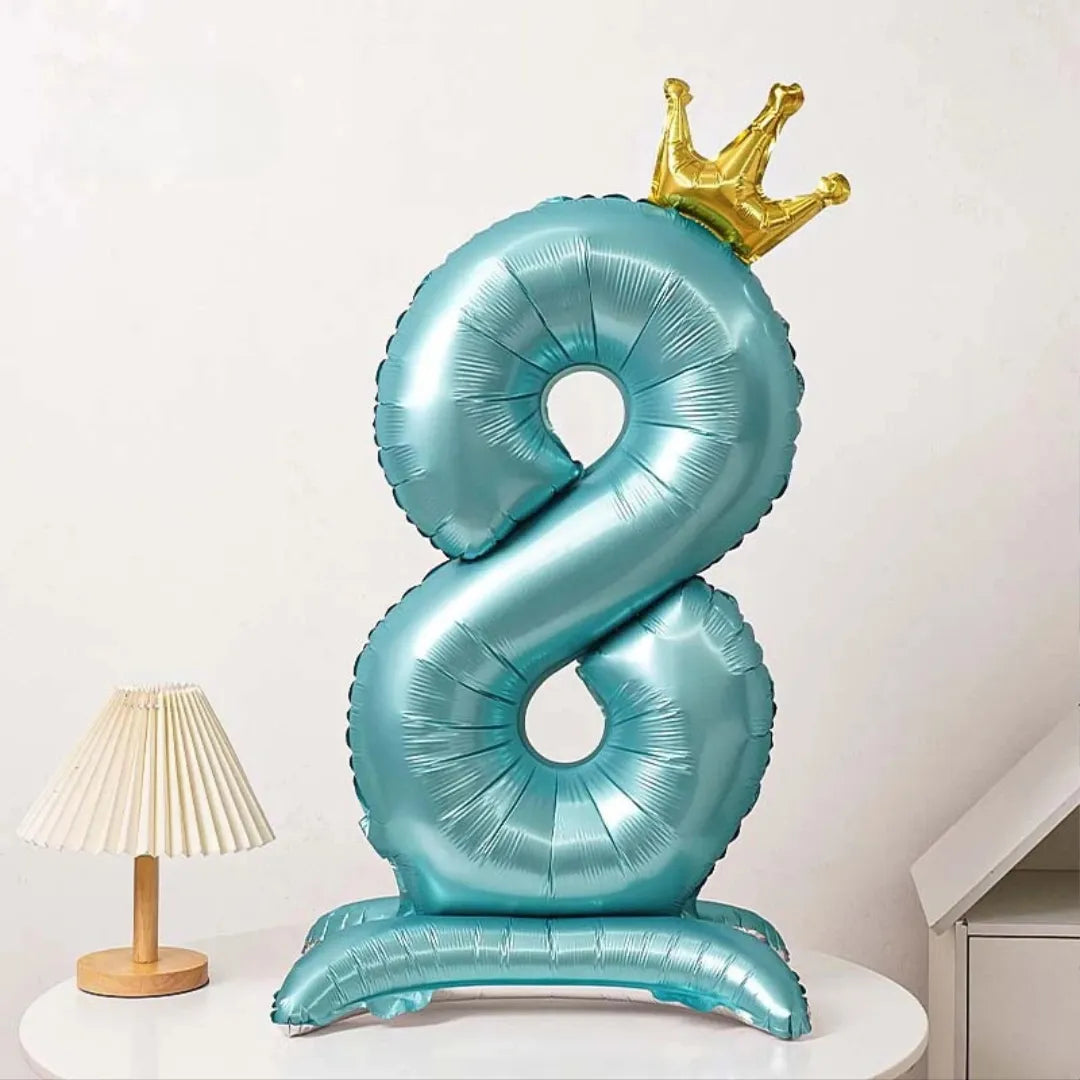 Ballon Chiffre XXL Bleu à Couronne 8