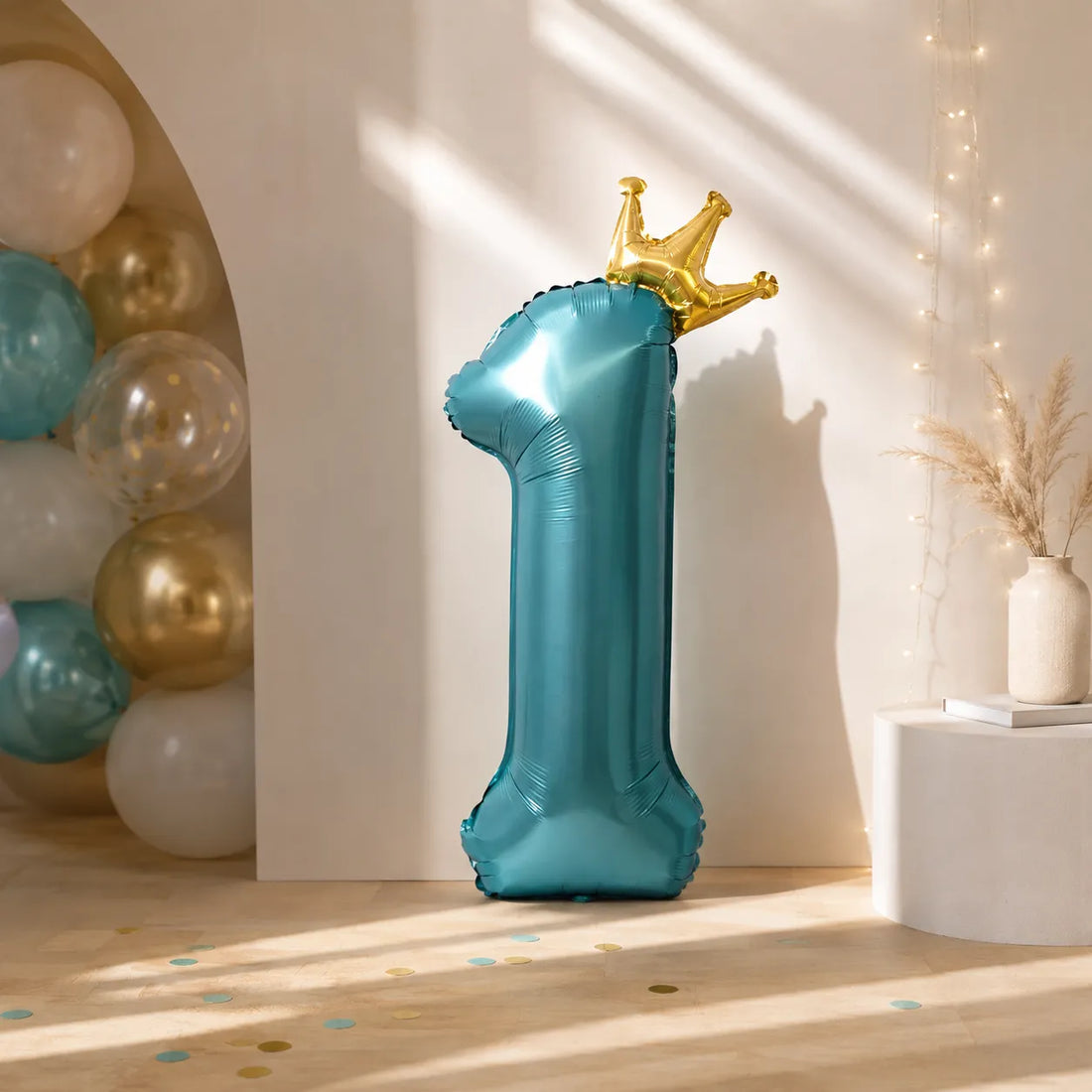 Ballon Chiffre XXL Bleu à Couronne Beau