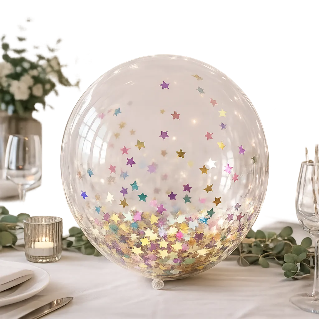 Ballon Géant Transparent à Confettis Etoiles Pratique