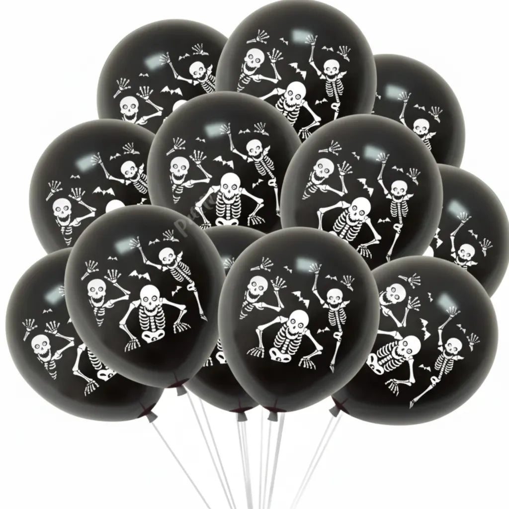 Ballon Halloween Noir Squelette Unique