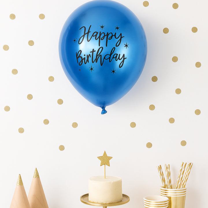 Ballon Happy Birthday Bleu Métallisé