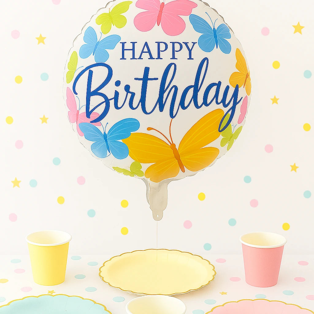 Ballon Happy Birthday Papillons