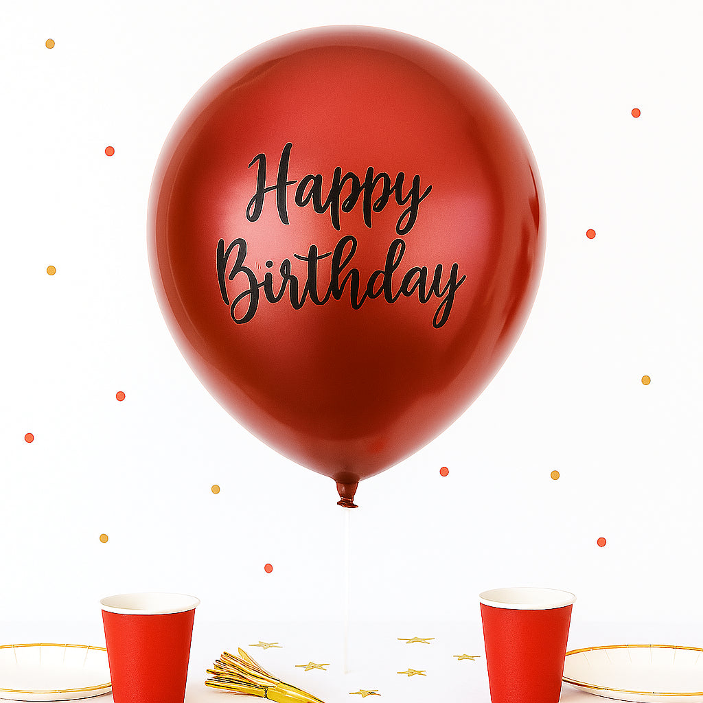 Ballon Happy Birthday Rouge Métallisé