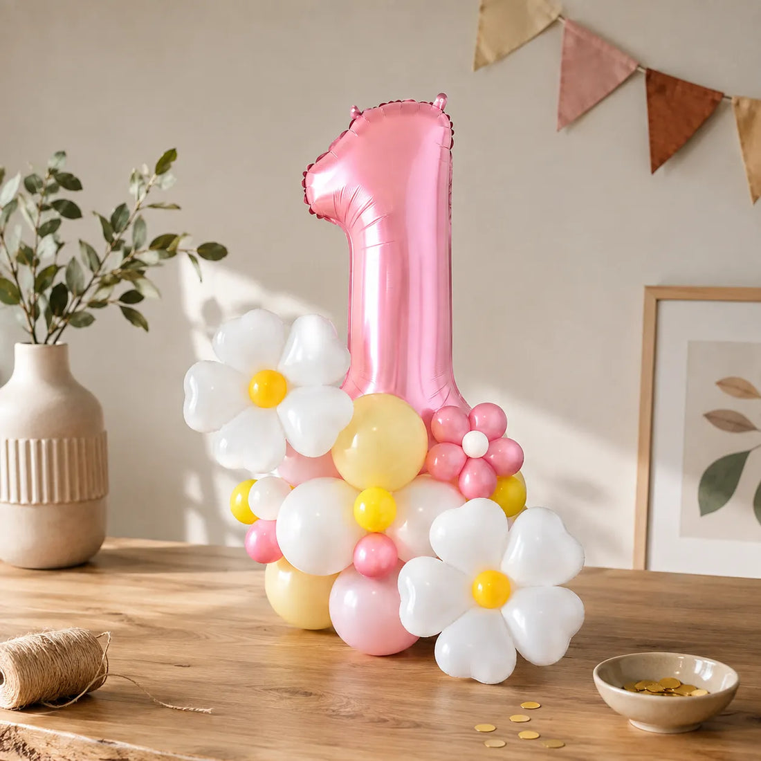 Ballon Numérique Fleurs Blanches Beau