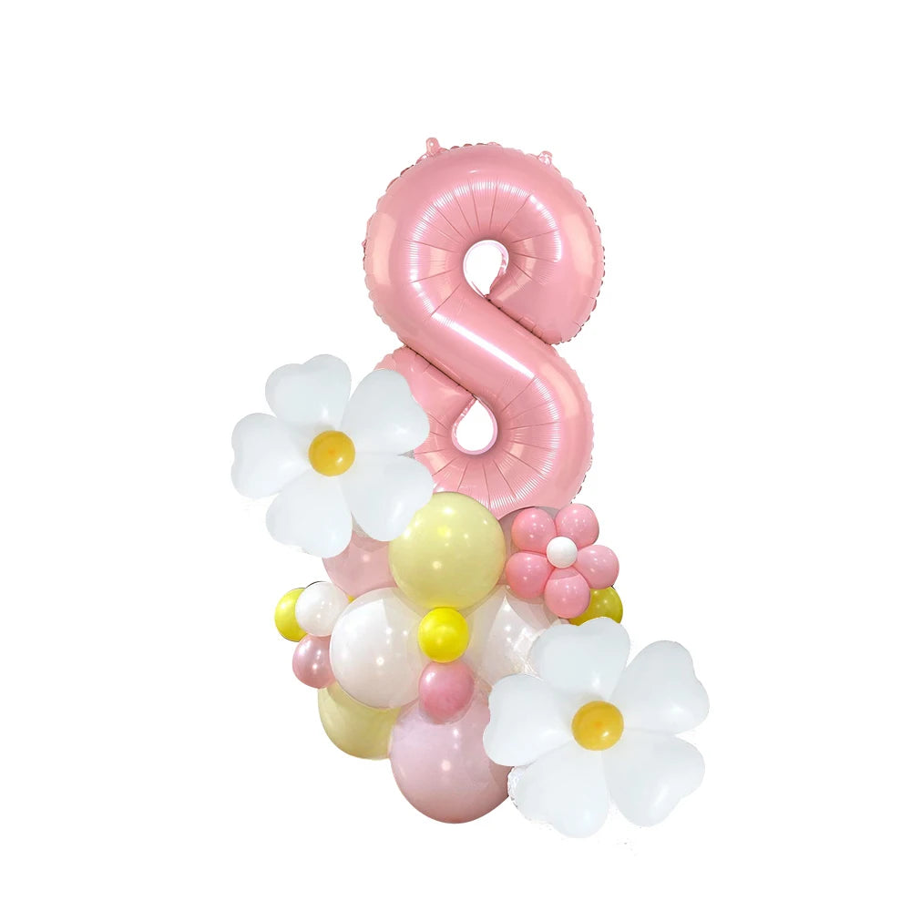 Ballon Numérique Fleurs Blanches Pas cher