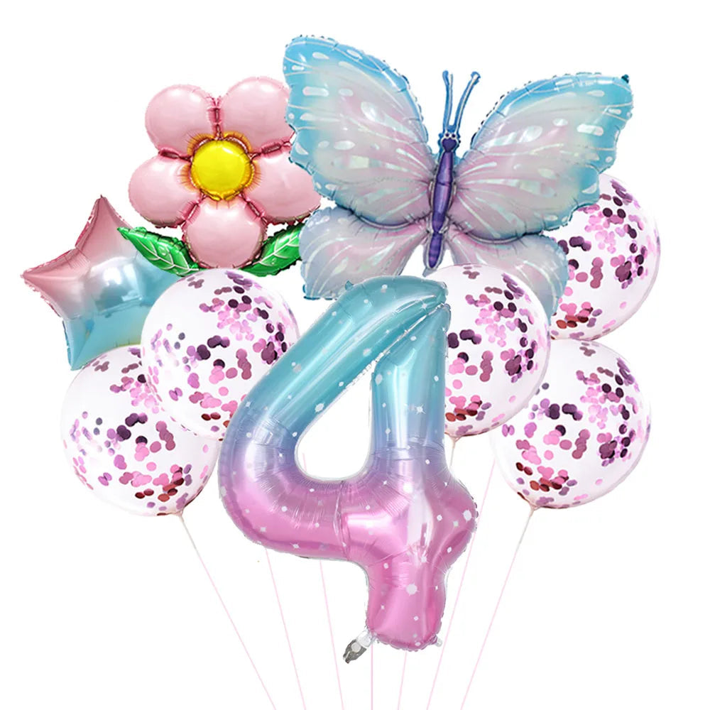 Ballon Numériques Papillon et Fleur Mignon