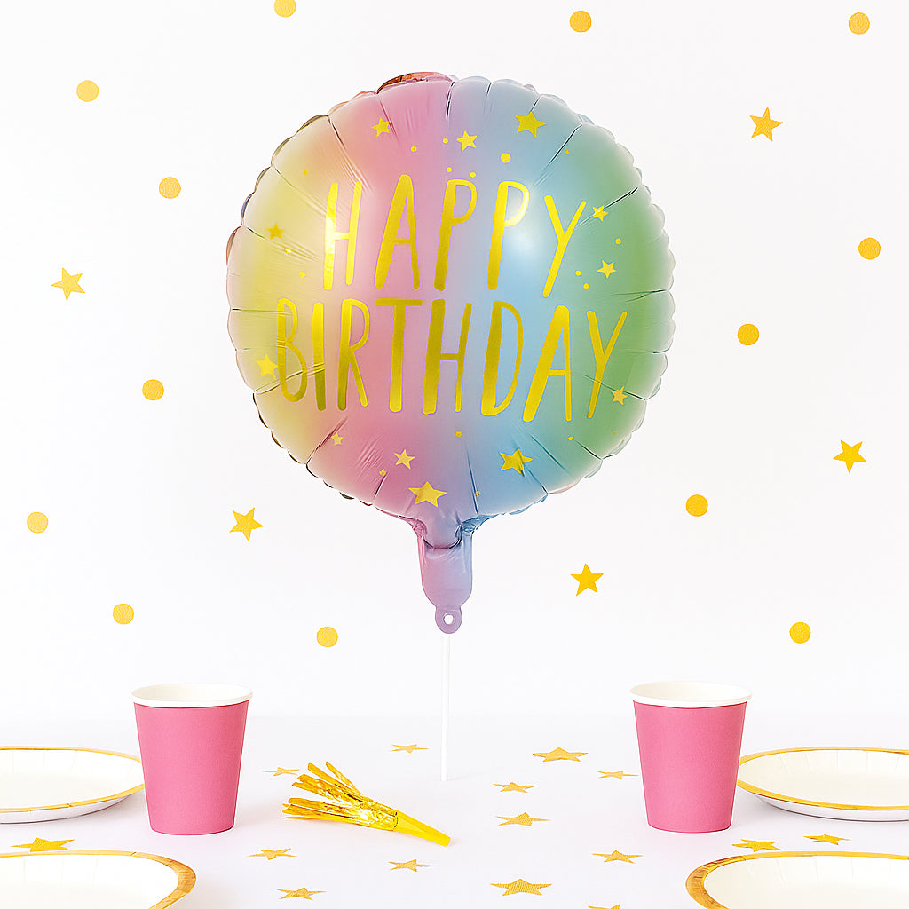 Ballon Rond Happy Birthday Arc-en-ciel