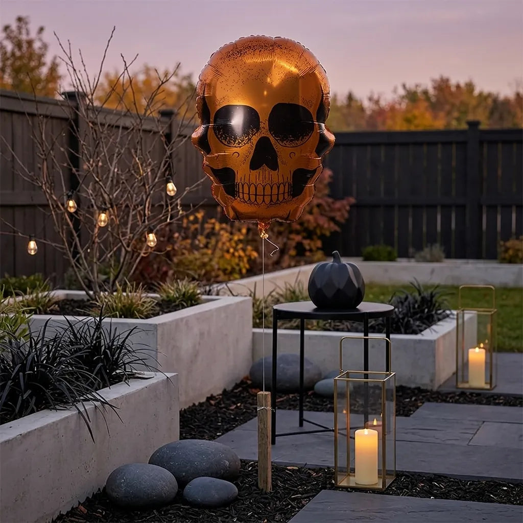 Ballon Squelette Doré Halloween imprimé