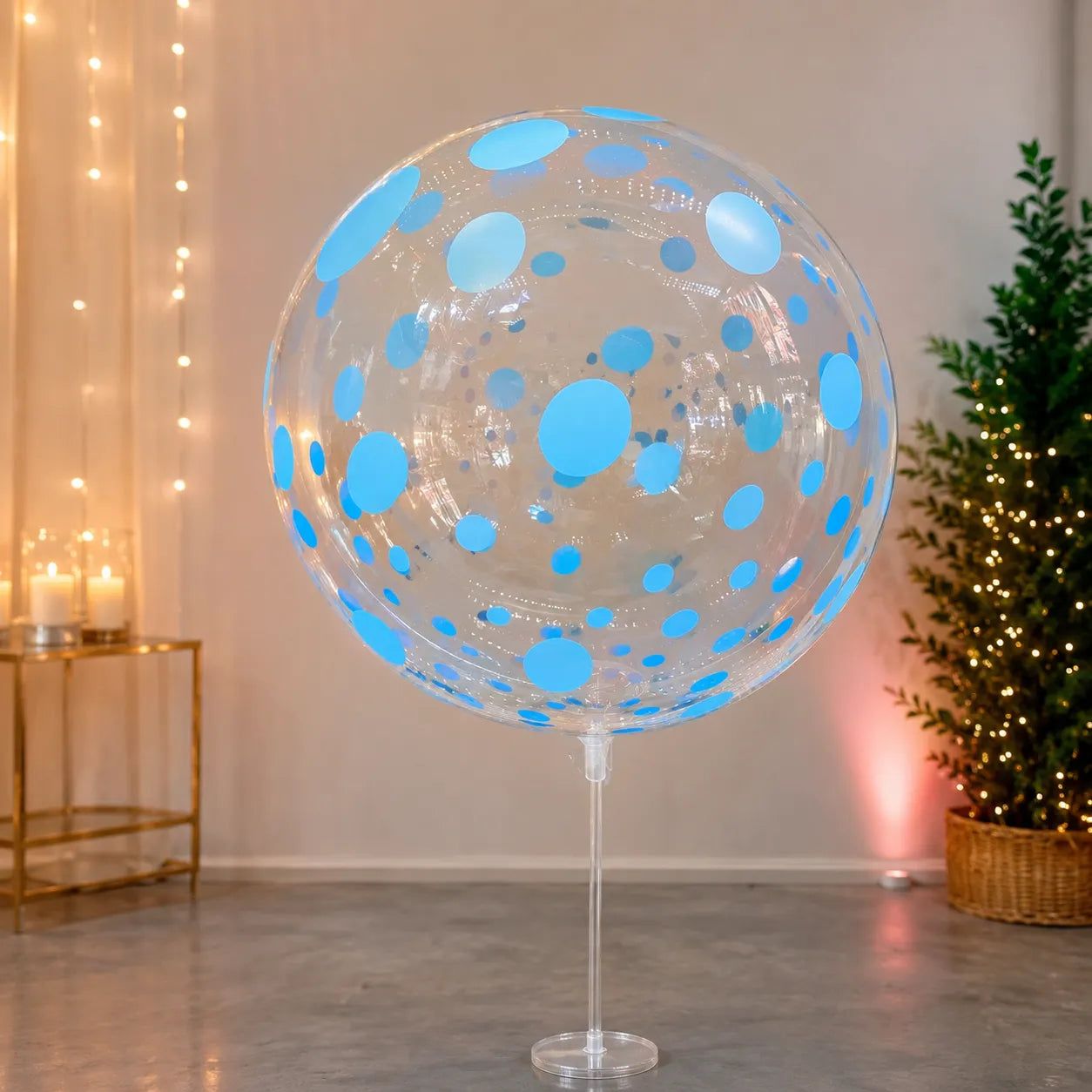 Ballon Transparent XXL à Pois Bleu Unique