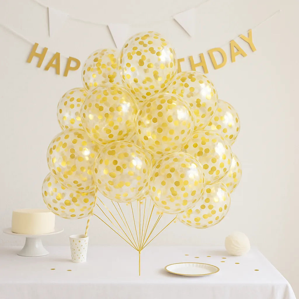 Ballons Anniversaire Confettis Dorés