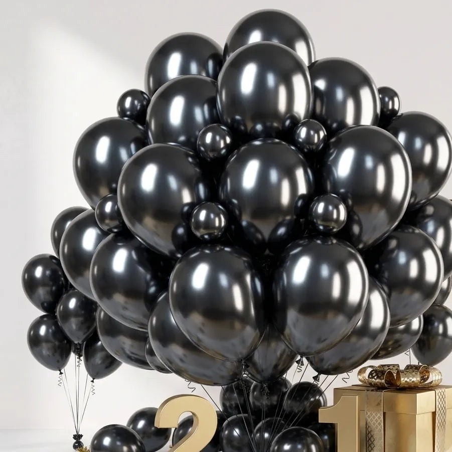 Ballons Anniversaire Métal Noirs Unique