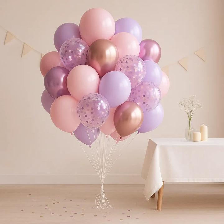 Ballons Anniversaire Métalliques en Latex Rose