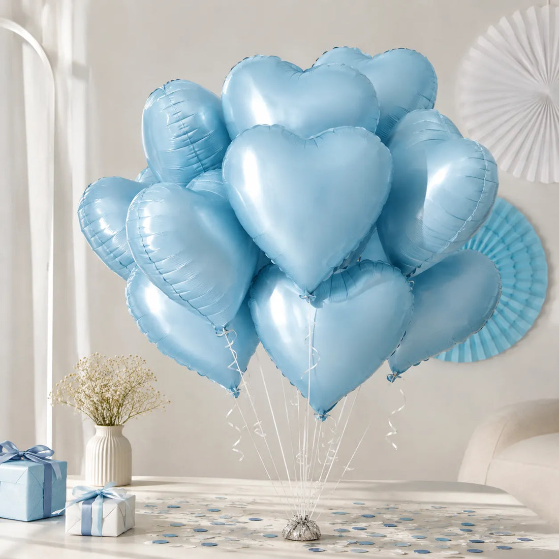 Ballons Cœurs Bleus Pratiques