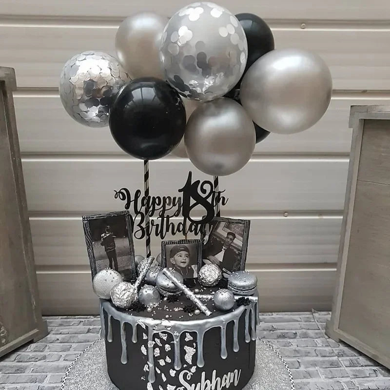 Ballons Déco Gâteau Argentés