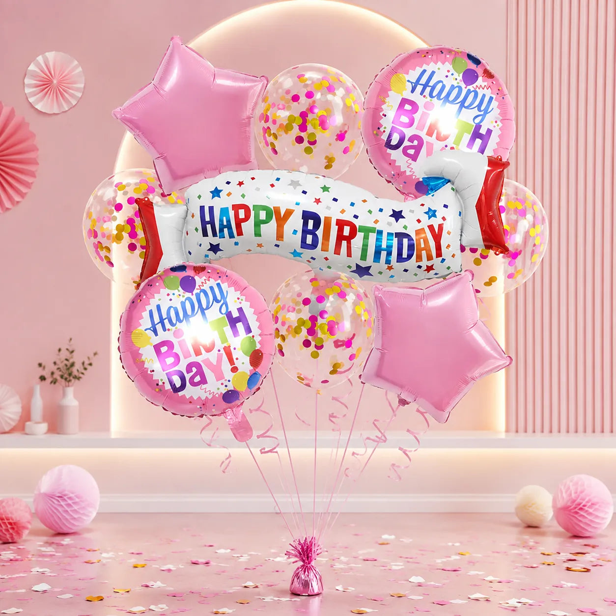 Ballons Gonflables Happy Birthday Roses Pratiques