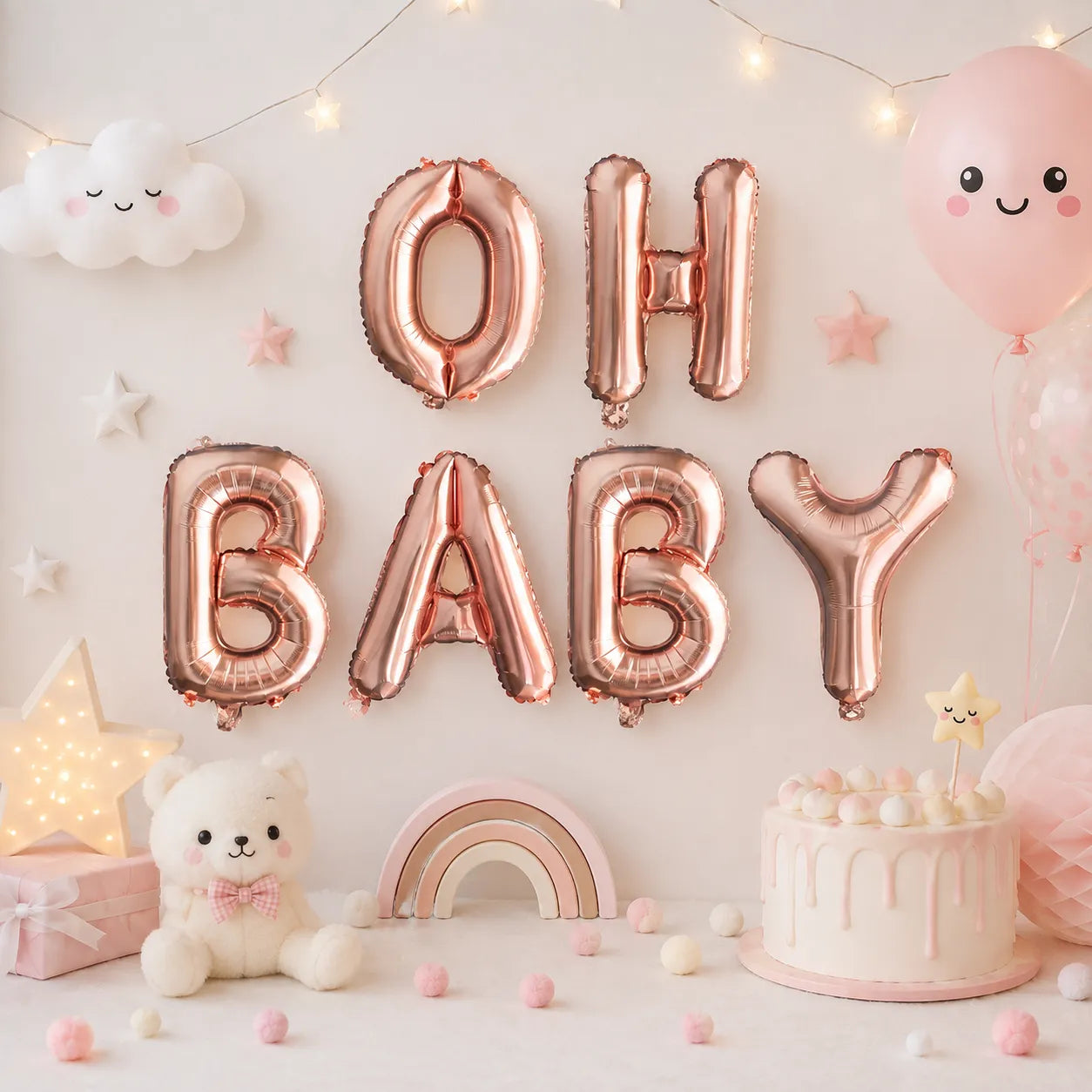 Ballons Gonflables Oh Baby Rose Gold Kawai