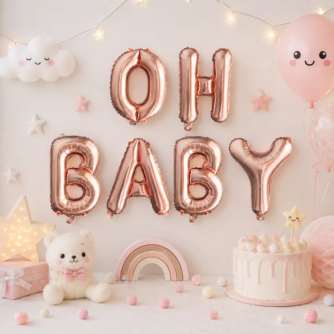 Ballons Gonflables Oh Baby Rose Gold Kawai