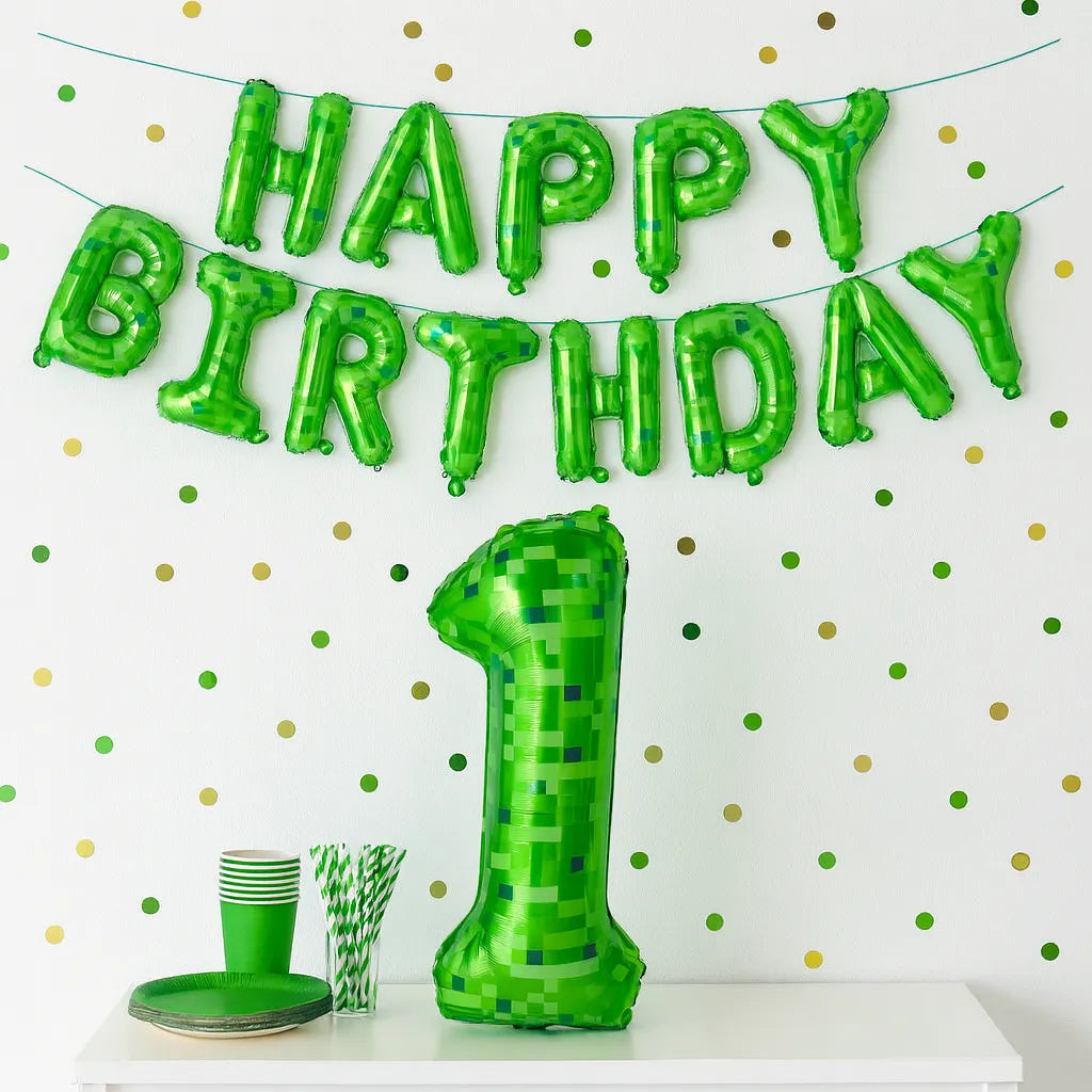 Ballons Happy Birthday Chiffre Vert1