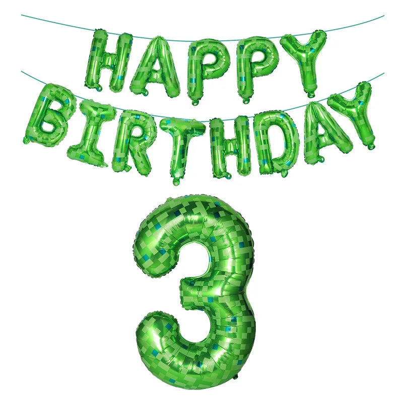 Ballons Happy Birthday Chiffre Vert Original