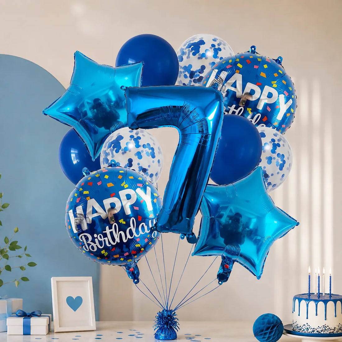 Ballons Happy Birthday Chiffres Bleus Original