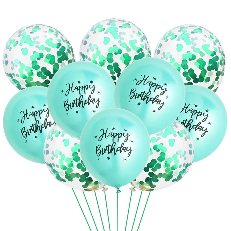 Ballons Happy Birthday à Confettis Verts Design