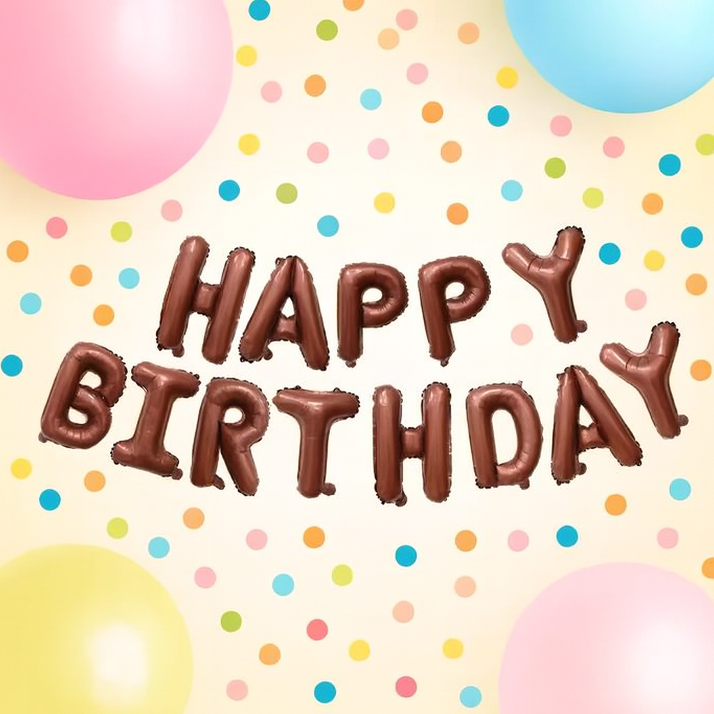 Ballons Happy Birthday Marrons