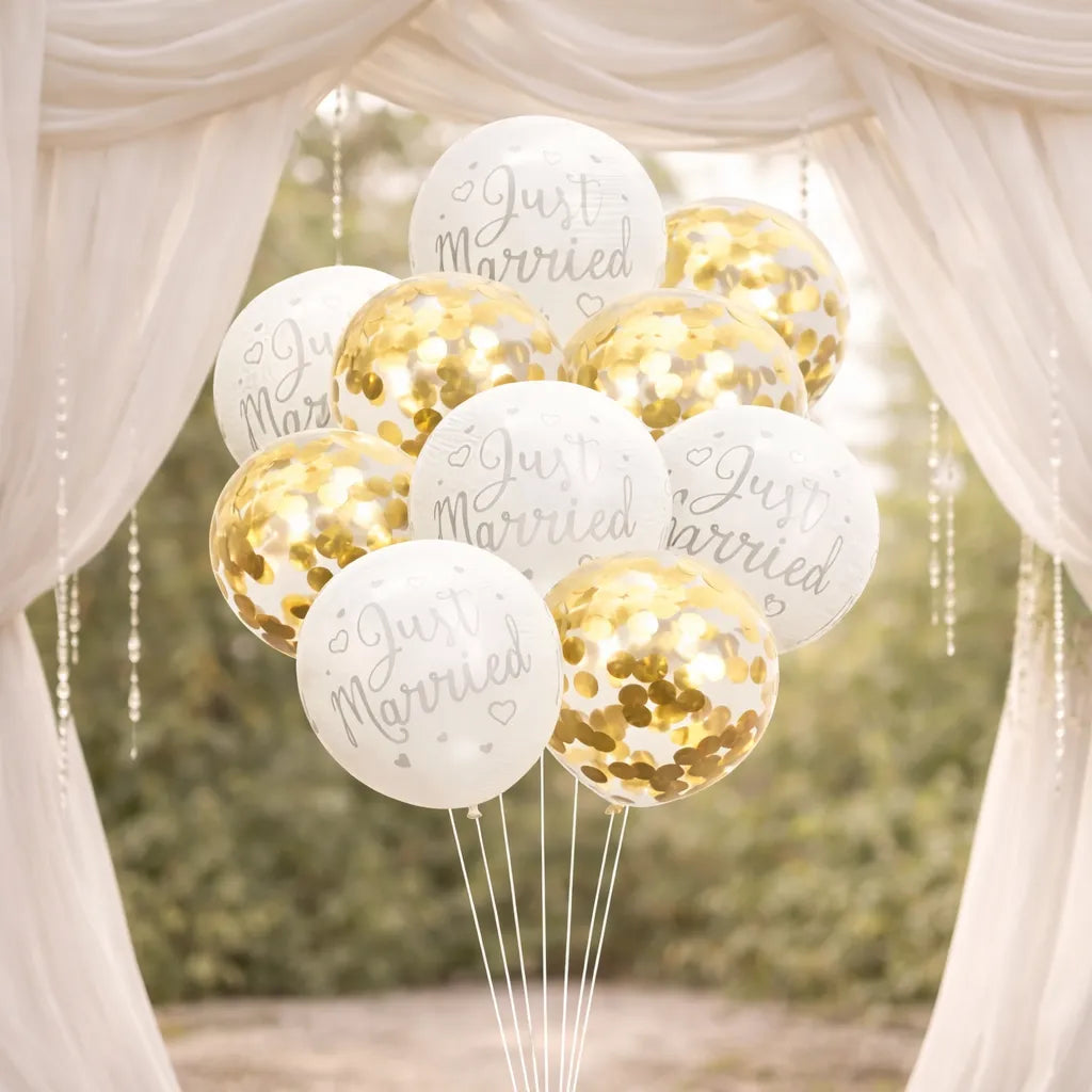 Ballons Just Married Dorés
