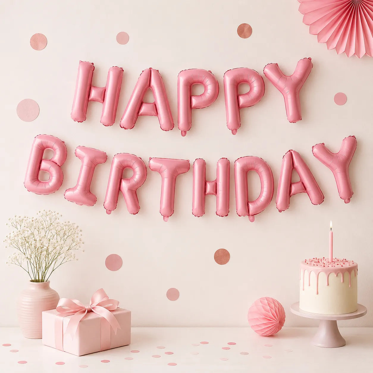 Ballons Lettre Roses Bonbon Kawai