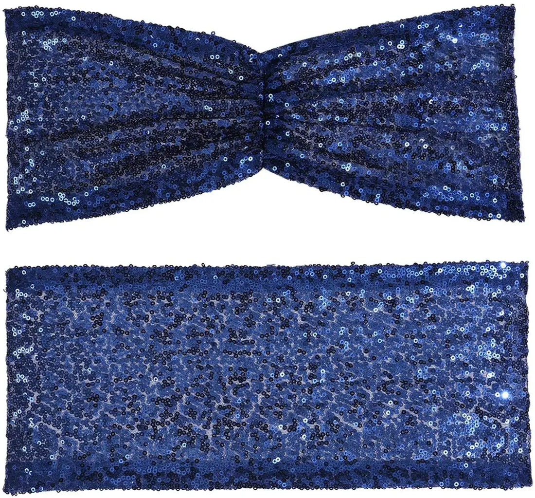 Bandeau de Chaise Chic Bleu à Sequins Chic