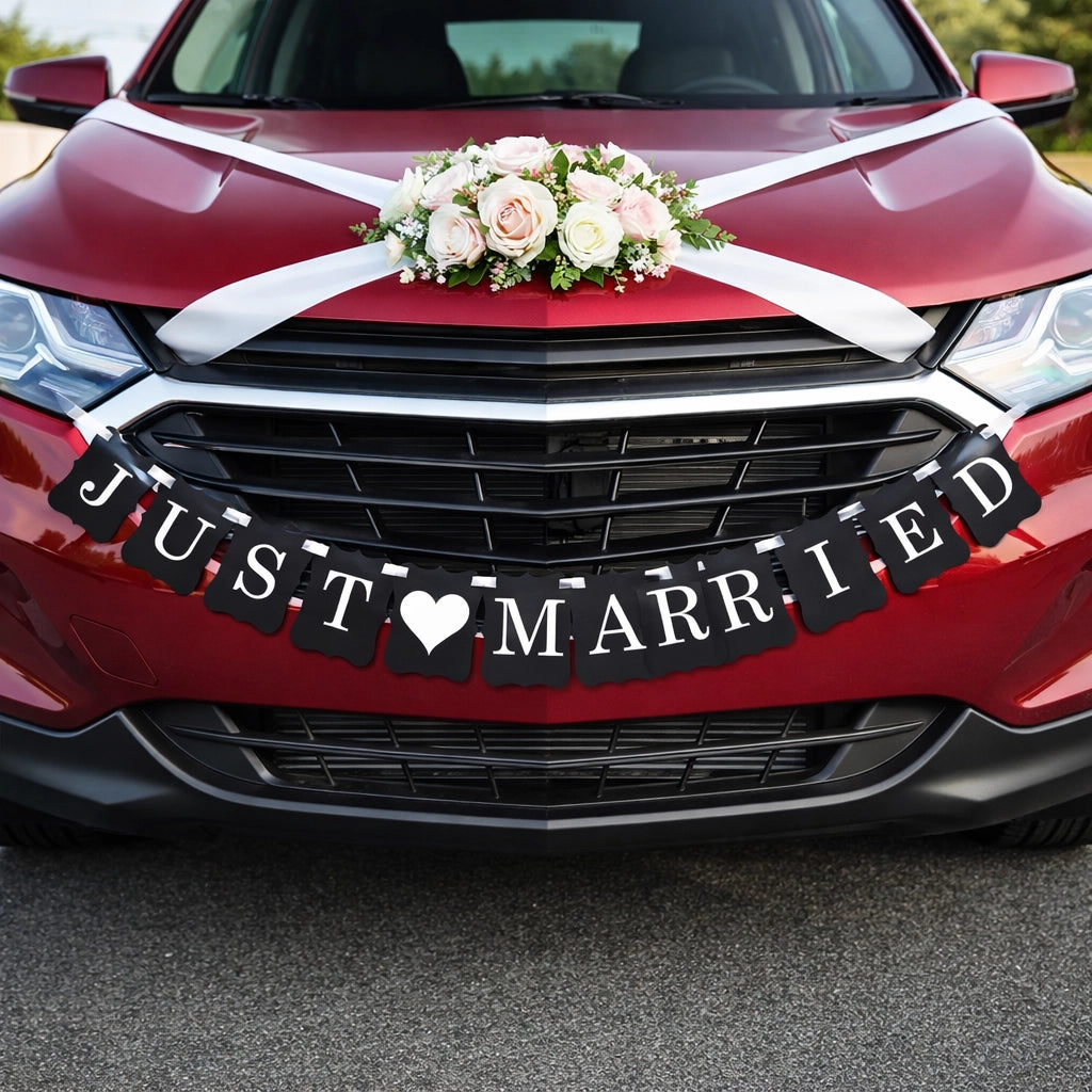 Bannière Voiture Mariage Noire