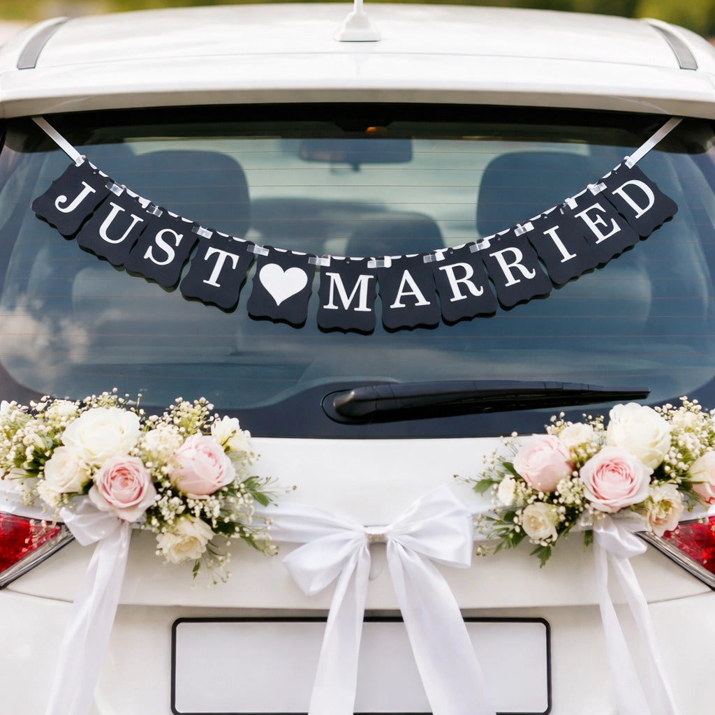 Bannière Voiture Mariage Noire