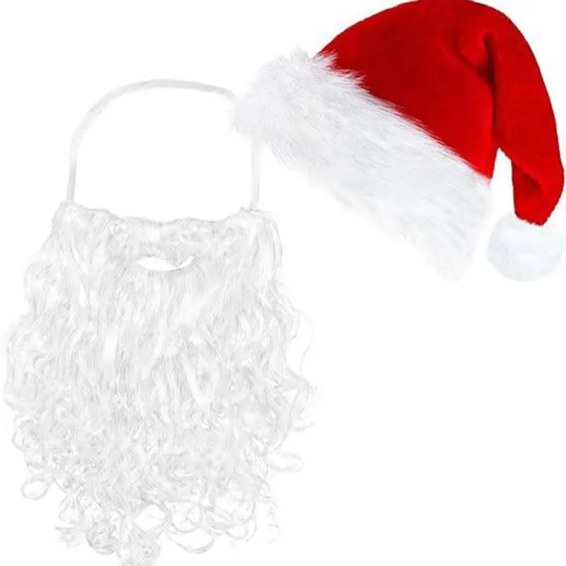 Barbe et Chapeau de Noël en Polyester 