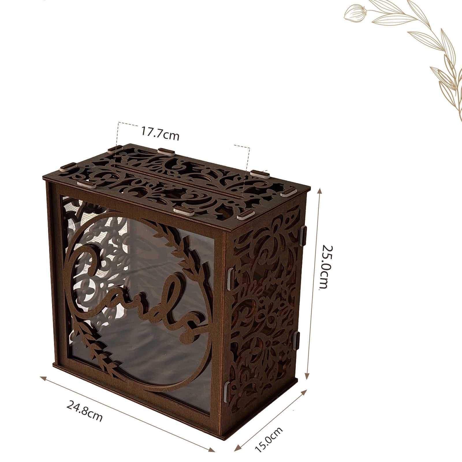 Boîte à Cartes et Enveloppes Mariage Marron Adorable