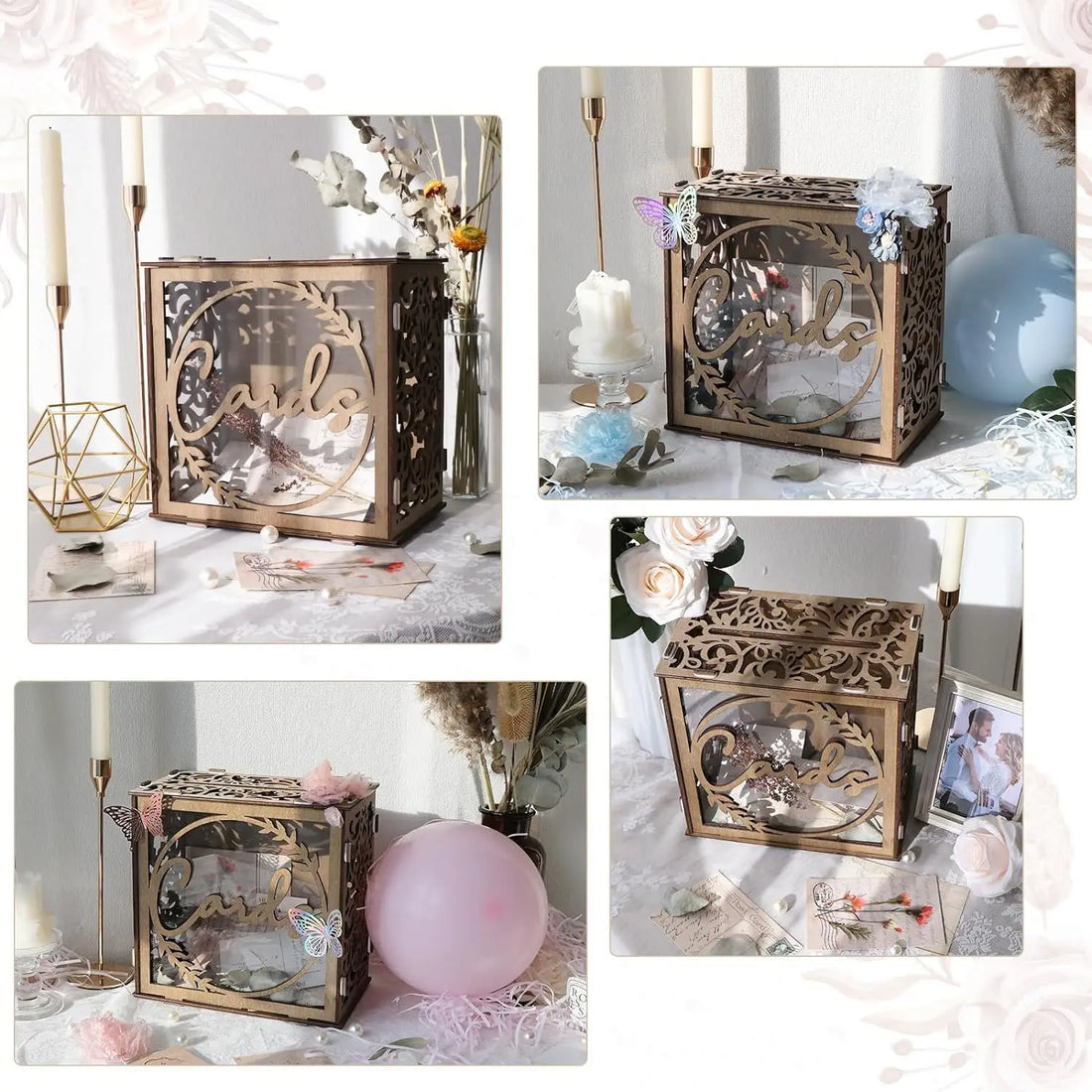Boîte à Cartes et Enveloppes Mariage Marron Unique