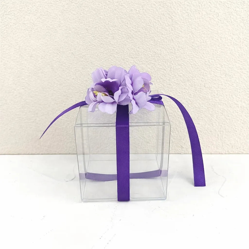 Boîte à Dragées à Fleurs Violettes chic