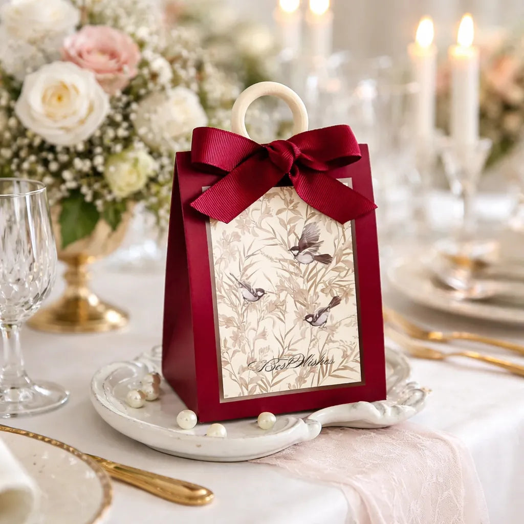 Boîte à Dragées Mariage Bordeaux à Nœud