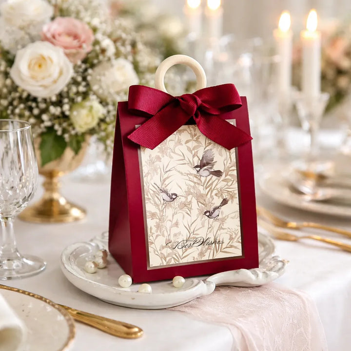Boîte à Dragées Mariage Bordeaux à Nœud