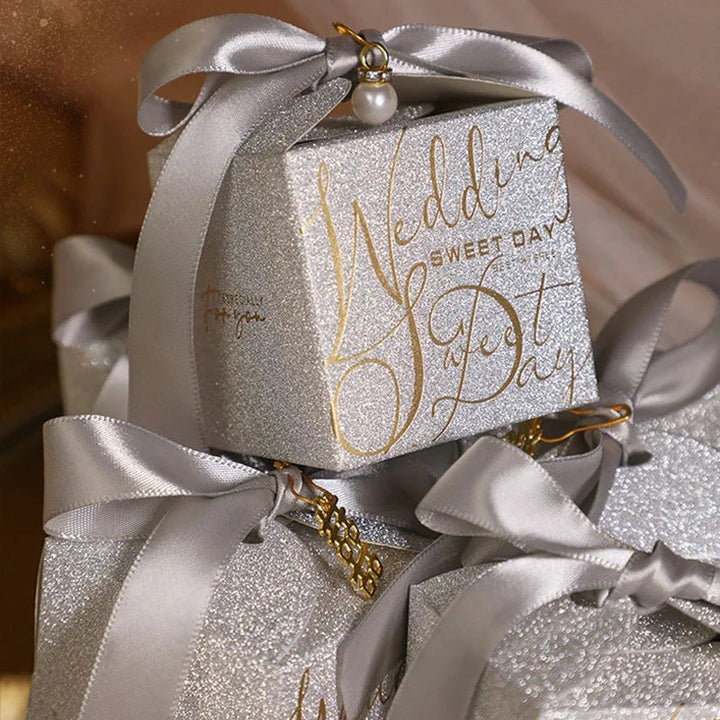 Boîte à Dragées Mariage Chic Argentée