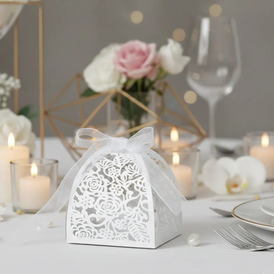 Boîte à Dragées Mariage Epuré Fleurie