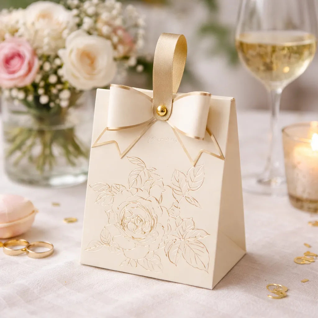 Boîte à Dragées Mariage Motif Rose