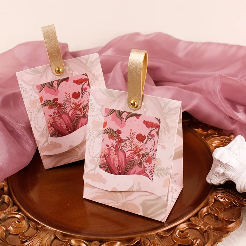 Boîte à Dragées Mariage Romantique Fleurie Rose